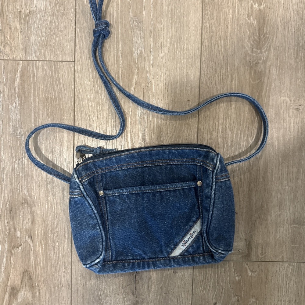 Xhilaration Vintage Denim Shoulder Bag Blue Jean Y2K Cargo Purse 90's Grunge